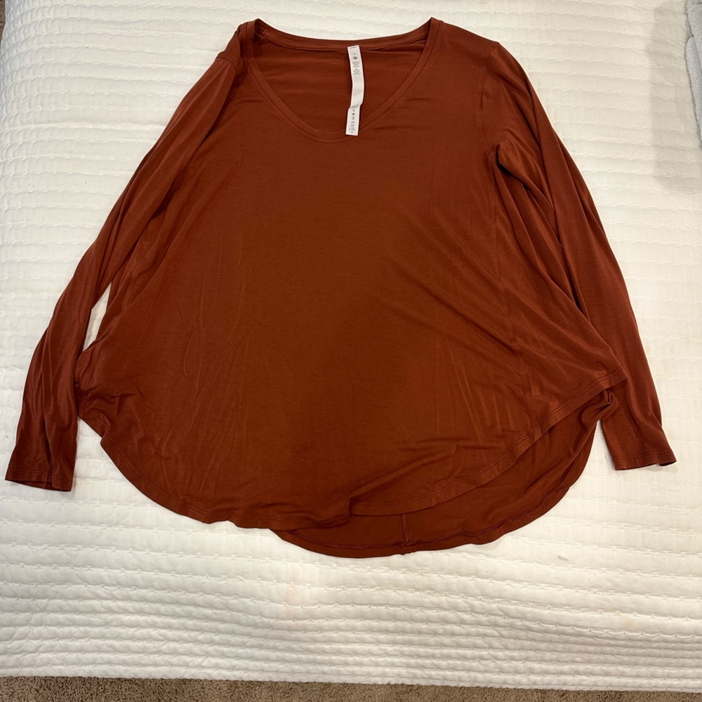 Lululemon Up for Down Time Long Sleeve- Terracotta